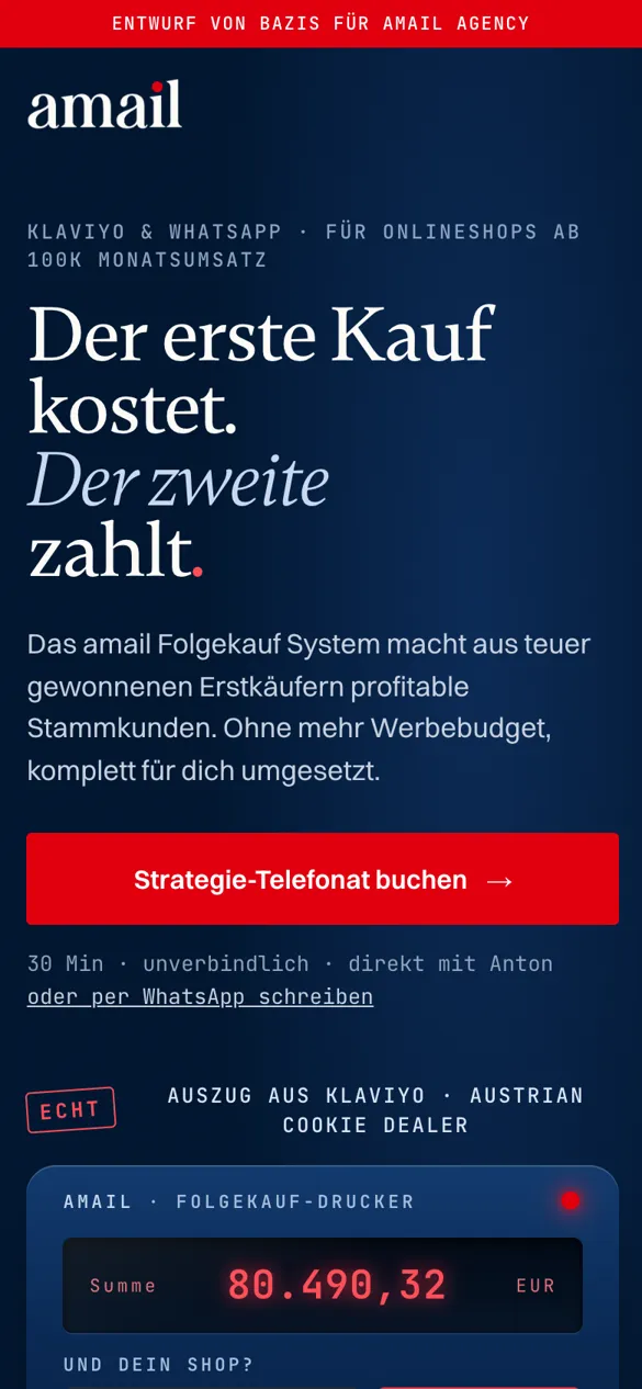 Entwurf der Startseite am Handy